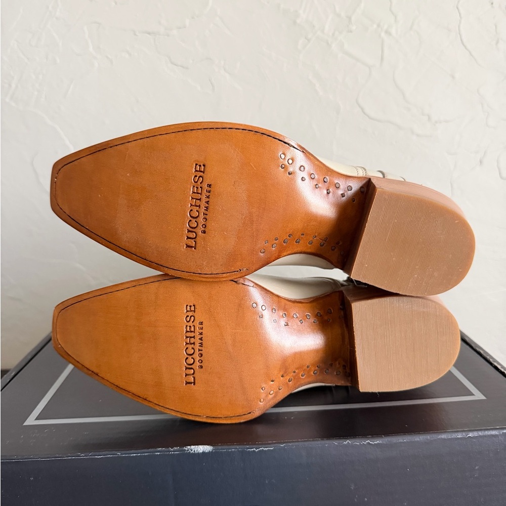 Lucchese April Cream Leather Zip Boots - Picture 3 of 6